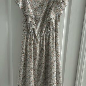 Floral Kids Dress in Cream and Orange